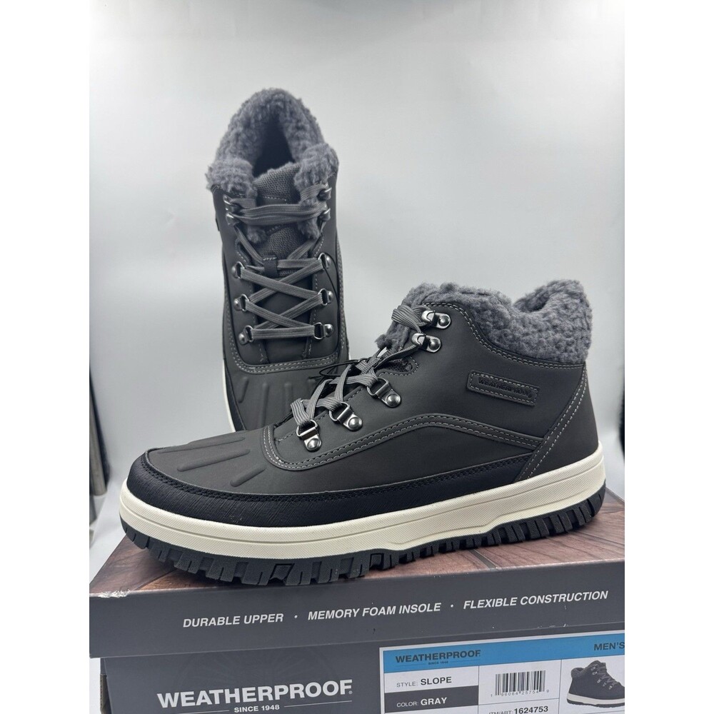 Weatherproof Men's Gray Slope Size 12 Lace-Up Sneaker Boot New